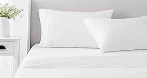 MARTHA STEWART 100% Cotton Queen Sheet Set - 4 Piece, Soft, Smooth, Durable, Easy Care, 16" Deep Pocket Sheets, Bedding Sheets, Sateen Sheet, 1 Flat, 1 Fitted, 2 Pillowcases, White