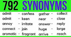 Similar Vocabulary: Learn 792 Synonym Words in English to Expand your Vocabulary
