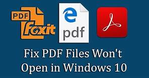 Fix PDF Files Won't Open in Windows 10