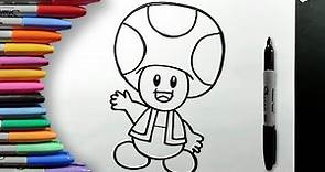Cómo Dibujar y Colorear a Toad de Mario Bros Paso a Paso Fácil para Niños