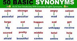 50 Basic Synonym Words in Everyday English