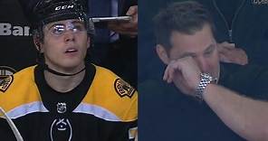Jake DeBrusk scores first NHL goal, father Louie gets emotional watching in stands