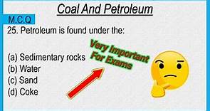 8th Class Science Chapter-5 Coal&Petroleum M.C..Q | True or False | Fill in the blanks | With Answer