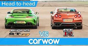 Mercedes-AMG GT R vs Nissan GT-R: DRAG RACE, ROLLING RACE & BRAKE TEST | Head-to-Head