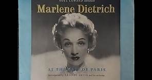 Marlene Dietrich 'Marlene Dietrich At The Cafe De Paris, London' 33⅓ 10" 1954 Album