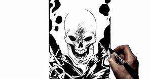 How to Draw Ghost Rider | Step by Step | Marvel