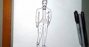Cómo dibujar un esmoquin traje con corbatin o smoking