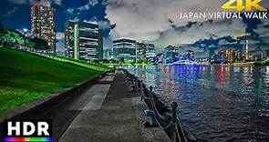 Japan - Tokyo bay waterfront evening walk • 4K UHD