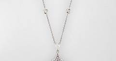 Leo Pizzo 18K White Gold Diamond Feather Pendant Necklace