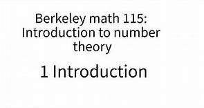 Introduction to number theory lecture 1.
