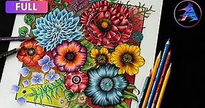 How to color different Flowers | WORLD OF FLOWERS by Johanna Basford | Prismacolor colored pencils
