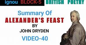 ALEXANDER'S FEAST by John Dryden | SUMMARY |