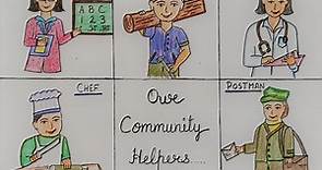 How to draw and color Community Helpers step by step ll Drawing of community helpers easily for kids