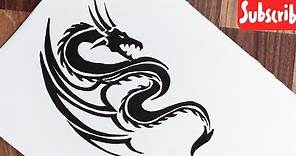 How to draw a dragon tattoo || Tribal tattoo design