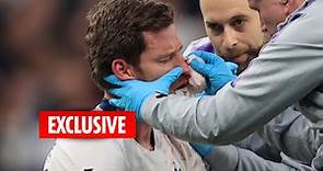 Jan Vertonghen suffers horror face injury after nasty clash of heads with Spurs team-mate Toby Alderweireld