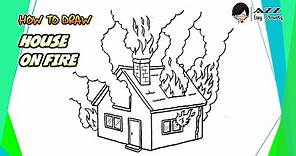 How to draw House on fire step by step