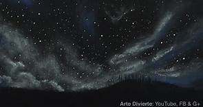 Cómo dibujar un cielo estrellado y nublado con pastel (tizas) - Narrado
