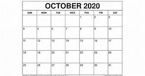Free Printable October 2020 Calendar - Wiki-Calendar.Com