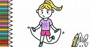 Cómo hacer Dibujo niña haciendo ejercicio - Fácil paso a paso