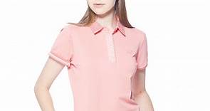 【Lynx Golf】女款吸濕排汗格紋領片門襟繡花設計短袖POLO衫-粉橘色 | Lynx | Yahoo奇摩購物中心