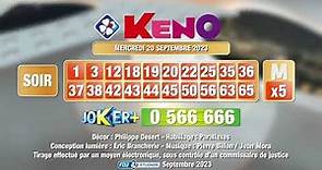 Tirage du soir Keno® du 20 septembre 2023 - Résultat officiel - FDJ