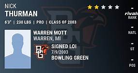Nick Thurman 2003 Pro Style Quarterback Bowling Green