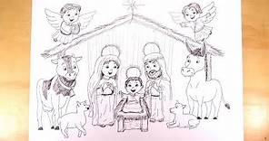Dibuja paso a paso el nacimiento del Niño Jesús en Belén