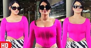 Urvashi Rautela Flaunts Her $exy Figure In Pink Tight Deep Neck Outfit Clicked at Airport