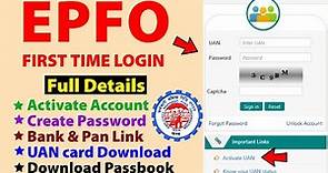 EPFO first time login kaise kare | UAN activation epf passbook check EPF password create pf account