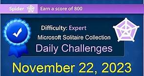 Microsoft Solitaire Collection: Spider - Expert - November 22, 2023