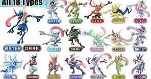 All 18 Types Greninja & Ash-Greninja Mega Evolutions | Pokémon Type Swap Animation | Max S