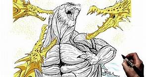How To Draw Godzilla Earth Vs Planet Eater Ghidorah | Step By Step