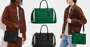 Coach tote with signature canvas detail. Color bag: black, green.