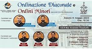Ordinazione Diaconale & Ordinazione Minori | Pontificio Collegio Urbano | May 6 | 3:30 pm