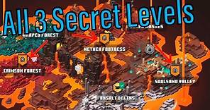 Unlocking all secret levels in the flames of the nether DLC in Minecraft dungeons