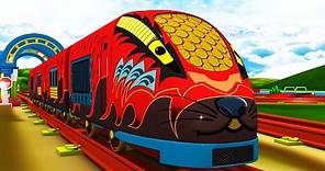 RED BULLET TRAIN - Train Cartoon Videos for Kids - Toy Factory Cartoon Train