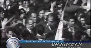 Agustín Tosco y Osvaldo Dorticós en Córdoba durante el aniversario del Cordobazo en 1973