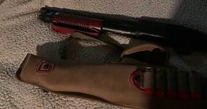 Desantis Kurz leather shotgun scabbard review. Mossberg shockwave nightstick 12ga.