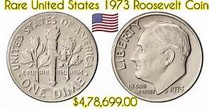United States Of America One Dime 1973 Roosevelt Coin || Rare USA Big Worth Money Coin Valuable 🇺🇲