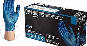 GLOVEWORKS Blue Vinyl Light-Industrial Disposable Gloves, 3 Mil, Food-Safe, Latex & Powder-Free, Small, Box of 100