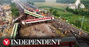 India: Aerial visuals over scene of Odisha train accident show extent of deadly collision