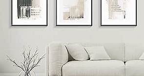 Canvas Wall Art, Set of 3 Framed Art Prints, Abstract Painting, Neutral Minimalist Print Set, 13x17inch Modern Wall Decor, For Bathroom Living Room Bedroom Office Kitchen
