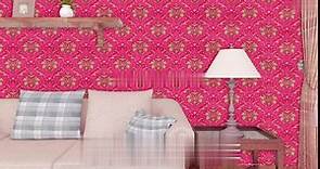 11Yards Luxury Red-Gold Floral Damask Wallpaper Peel and Stick, Vintage Removable Contact Wall Paper Decals for Living Room Furniture, 48.4 Square ft 32.8ft x17.7Inch