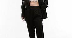 Topshop Curve tailored slim set suit in black | ASOS
