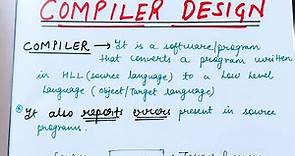 Lecture 1 Introduction to Compiler and types of COMPILER | Two parts of compilation process