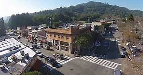 Downtown Fairfax CA aerial footage