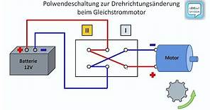 Polwechsel-Schaltung im Gleichstromkreis, Drehrichtung ändern / umkehren beim Gleichstrom-Motor