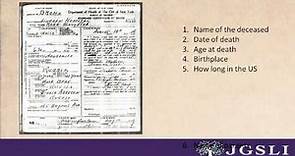 8 Pieces of Information on a NYC Death Certificate.