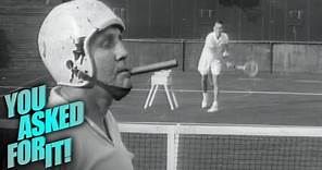 Rare Footage of Tennis Legend Jack Kramer Performing Trick Shots!