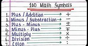 MATH Symbols | Useful List of Mathematical Symbols in English | Names of Mathematics Symbols